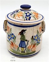 Quimper Pottery France Hand Painted Lidded Jar REP