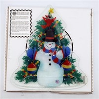 Peggy Carr Fused Glass Christmas Platter Snowman w