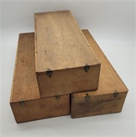 (3) Dovetailed Wooden Filing Boxes