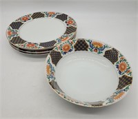 Mikasa Brocade Design Ceramic Plates & Bowl