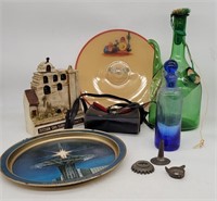 Glassware Serving Platter, Cobalt Bottle, Decanter