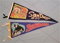 1978 Sea World & San Diego Zoo Souvenir Pennants