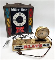 Blatz Draft Brewed Beer Clock & Miller Time Clock