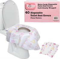 Disposable XL Potty Seat Covers (Floral - 40 Pack)