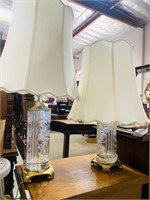 Pair of Crystal Table Lamps with flowers