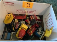 Box of Small Tonka Trucks and Misc. Toys