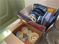 2 Boxes of Misc. Pans, Tupperware