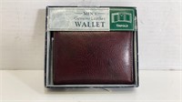 New Men’s Leather Trifold Wallet Burgundy