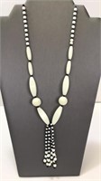 Chunky Beaded Necklace Black And White
