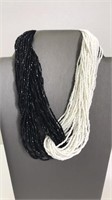 Beaded Black And White Necklace