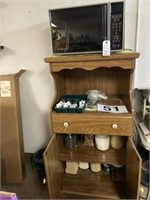 Microwave/ Wooden Microwave stand and contents