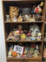 misc statuettes - bears, owl lamp, etc