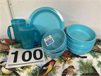 Blue Plastic dish set