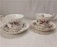 CUPS & SAUCERS - LAVENDER ROSE - GOOD CONDITION