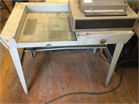Antique metal typewriter table (cash register not