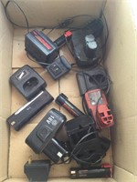 Assorted batteries and chargers