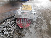 5 PLATE STEEL PIECES, 4 TRAFFIC SIGNS, ELECTRICAL