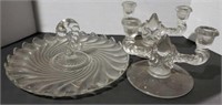 Vintage press glass serving Plate and matching