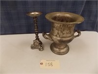 Pewter Vase and Candlestick
