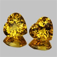 Natural AAA Golden Yellow Citrine Hearts  Pair - F