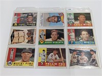 1960 Topps Baseball Cards 1 Page of 9 HOF'ers