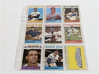 1964 Topps Baseball Cards 1 Page of 9 Cards