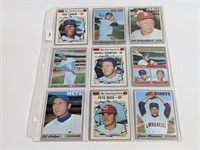 1970 Topps Baseball 9 Cards HOF'ers & Stars