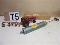 Toy tractor with plow & balloon inflator