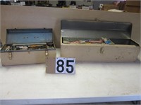 2 metal tool boxes with contents