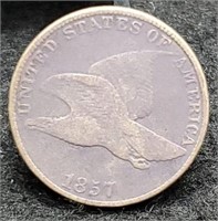 1857 Flying Eagle Cent , F