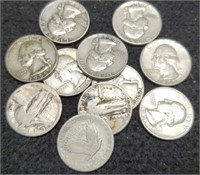 (11) Silver Quarters: 8 Washington,