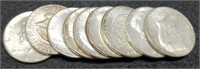 (9) 1964 Kennedy Silver Half Dollar
