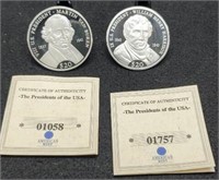 (2) Liberia Twenty Dollar .999 Silver Proof