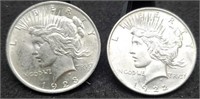 1922 & 1923 Peace Silver Dollars, BU