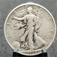 1938-D Walking Liberty Half Dollar, VF Key Date