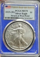 2019-(W) slab Silver Eagle PCGS MS70