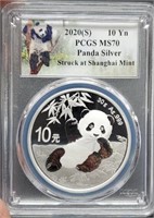 2020 (S) slab Silver Panda, PCGS MS70