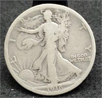 1916 Walking Liberty Half Dollar, VG
