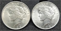 1922 & 1923 Peace Silver Dollars, BU