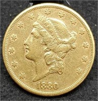 1880-S Twenty Dollar Gold Liberty Double Eagle