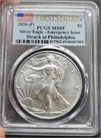 2020-(P) slab Silver Eagle PCGS MS69