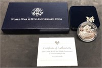 1991-95-W World War II Proof Silver Dollar