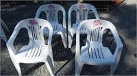 (4) Plastic Stacking Lawn Chairs, Apple Blossom