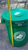 Green Trash Can w/lid, Apple Blossom