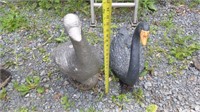 (2) Duck/Swan Statue, 23" Cement, 17" Resin