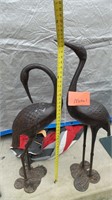 (2) Metal Pelican Bird Statues, 38" & 42"