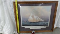 The Schooner Sail Boat Picture 30.5x24.5", Signed