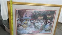 Large Victorian Party Picture, Framed 41x31"