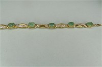 7" Emerald bracelet, 14K G
