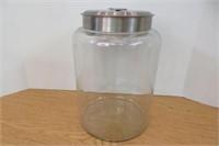 13" glass storage  jar w metal lid